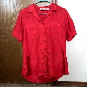 Unisex medium- large red vintage camp shirt.